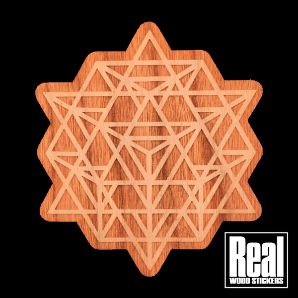 64 star tetrahedron wood sticker