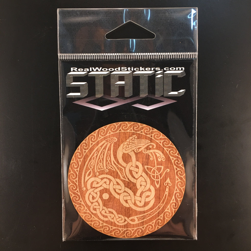 Celtic dragon REAL Wood Sticker