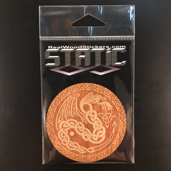 Celtic dragon REAL Wood Sticker